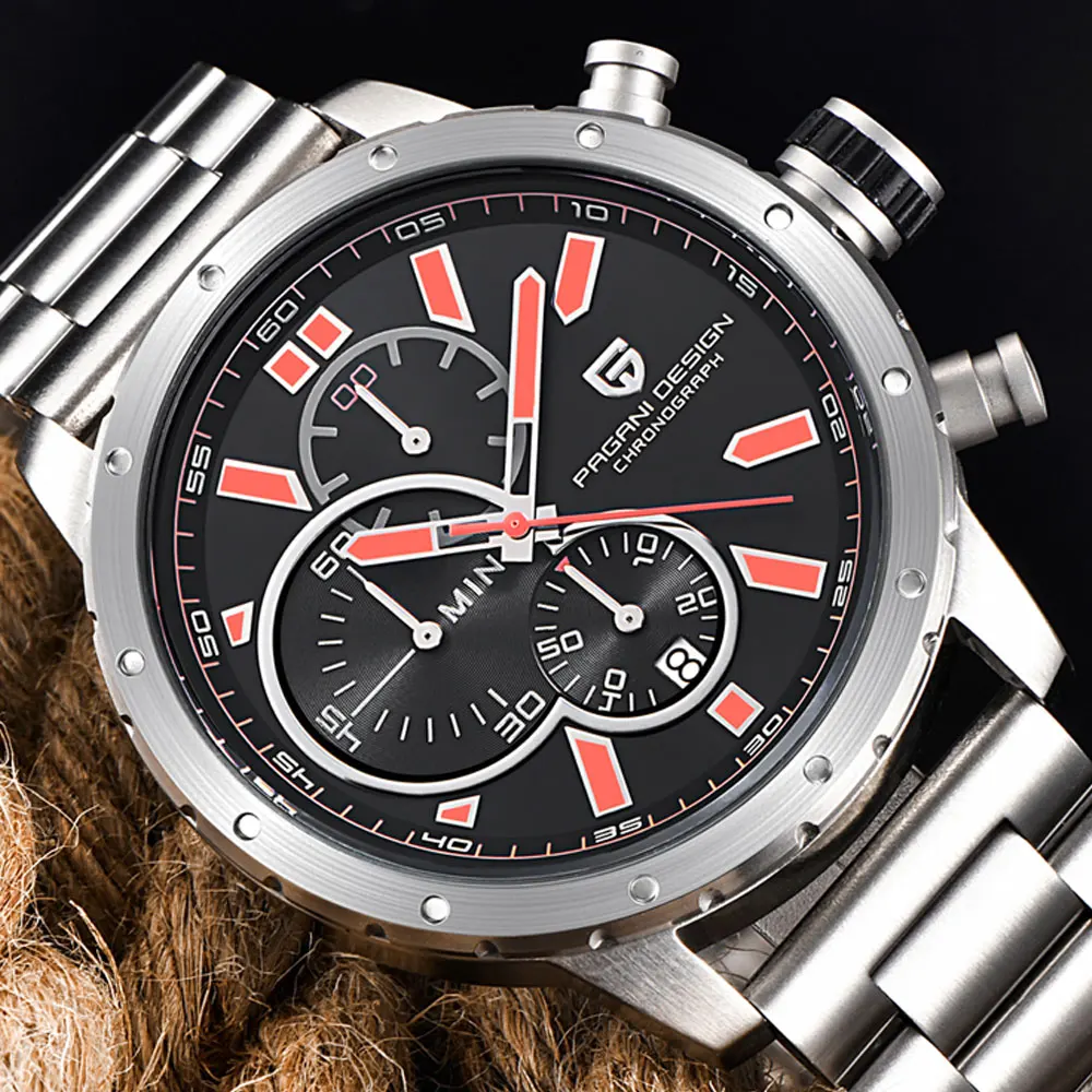 46 мм Pagani Дизайн чехол из нержавеющей стали белый/черный/синий циферблат