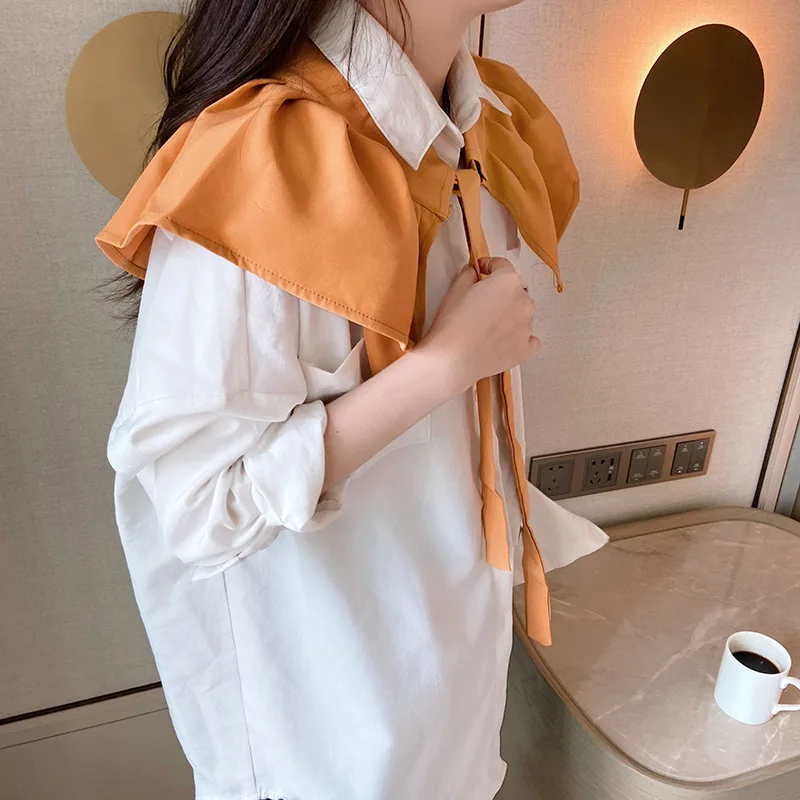 

Linbaiway 2022 Women Shawl Fake Collars Lady Solid Color False Collar Necklace Tie Shirt Dress Female Detachable Collar Cape