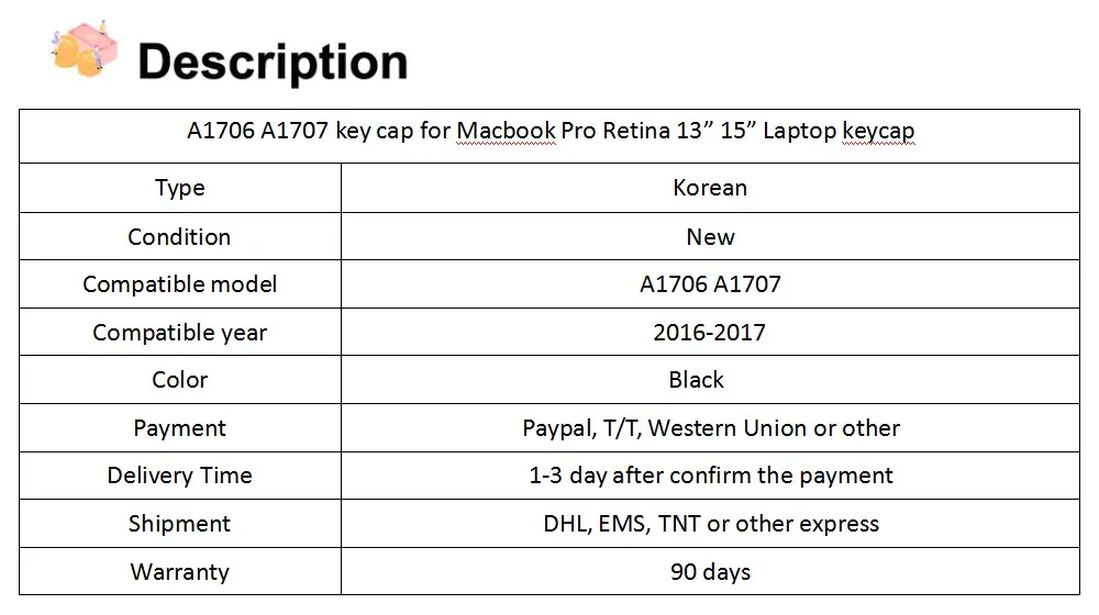 A1706 A1707 Keycap для Macbook Pro retina 1" 15" Key cap Немецкий/Испанский/Турецкий/французский/японский/Великобритания/США/Корейский/Итальянский ключи