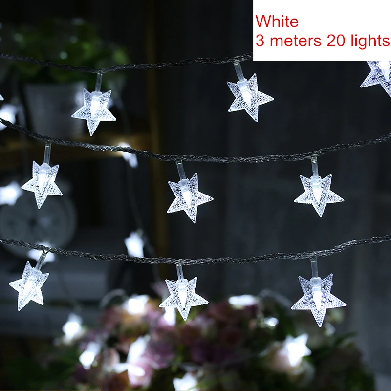 White Star 20LED Рождественские украшения 10 20 шаров, марокканский струнный светильник, Рождественский декоративный светильник s, Новогоднее украшение, Рождественский Navidad Noel, L - Цвет: White Star 20LED