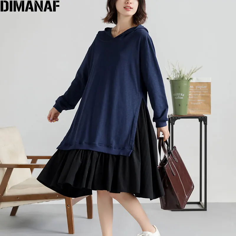 DIMANAF женское платье большого размера Осень Vestidos плиссированные шифоновые