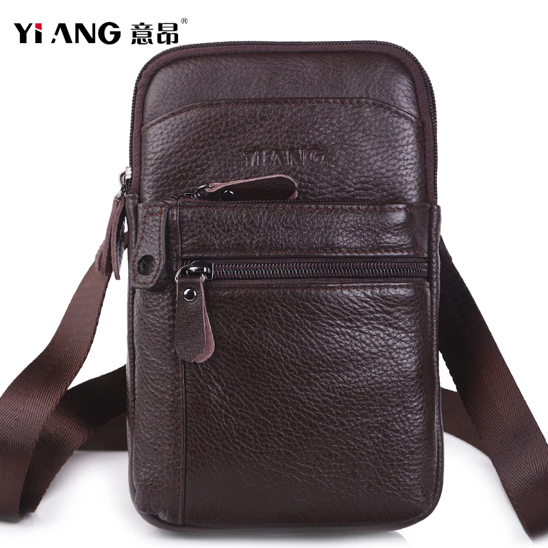 Натуральная кожа Для мужчин Курьерские сумки Мужские поясные портмоне для