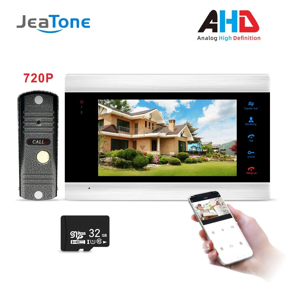 Jeatone 720 P/AHD 7 ''WiFi смарт IP domofon видео домофон система с водонепроницаемой AHD
