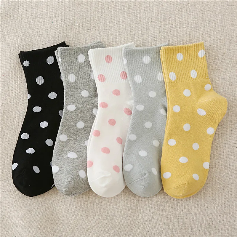 1 пара осень зима новые женские туфли в горошек стиле ретро Носки без пятки