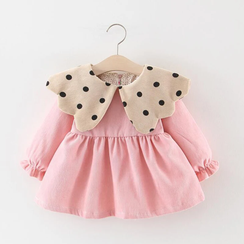 Платье принцессы для маленьких девочек Весеннее однотонное детское платье с
