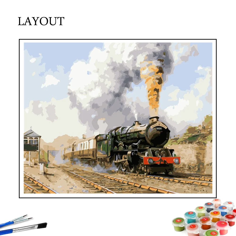 HUACAN DIY Pictures By Number Train Kits Drawing On Canvas Painting Numbers Scenery Hand Painted Picture Art Gift Home Decor | Дом и сад