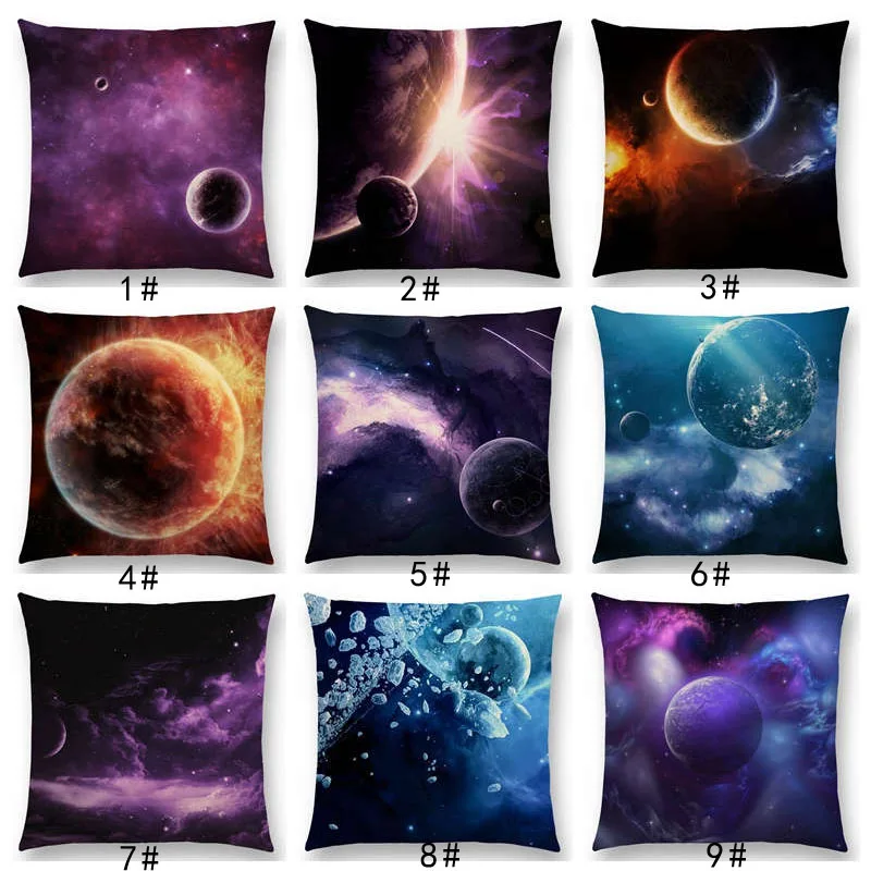 

2022 Mysterious Universe Cushion Cover Vast Outer Space Beautiful Planets PillowCase Gorgeous Car Decor Sofa Throw Pillow Case