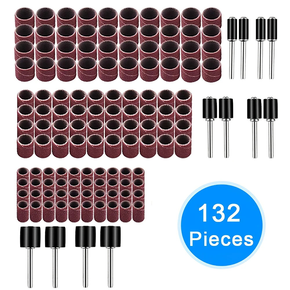 

132pc Drum Sanding Kit - Fits Dremel - Includes Rubber Drum Mandrels - 0.5/0.37/0.25inch With Sanding Mandrels Sanding Bands