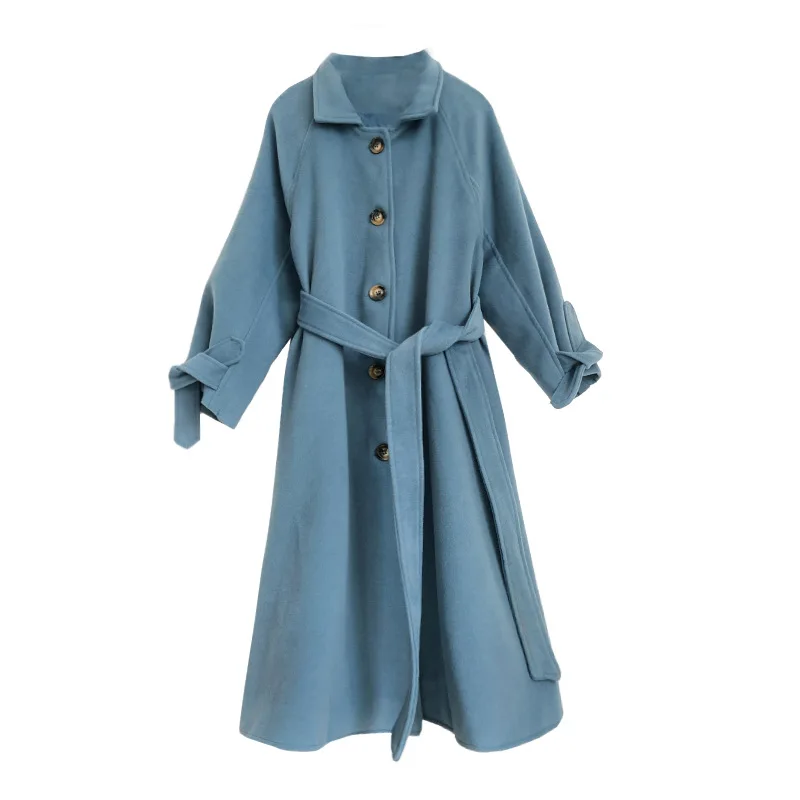 

Women's Wear Gentle Hepburn Style Elegant Plus Jane's Outer Set Women's Korean Edition Art Retro Wool coat belt