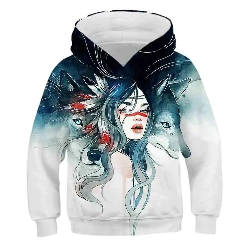 

The Wolf Children animal Hoodies For Boy Girl 3D Print Sweatshirt Kids baby boys Clothes Costume For Teens Sport Clothes tops