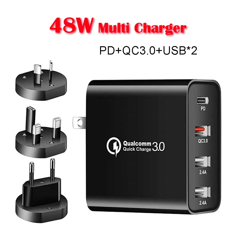 

Сетевое зарядное устройство с 4 USB-портами, 18 Вт