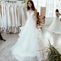 a line v neck lace country wedding dress for women robe de mari%c3%a9e sexy backless wedding gowns bridal dress