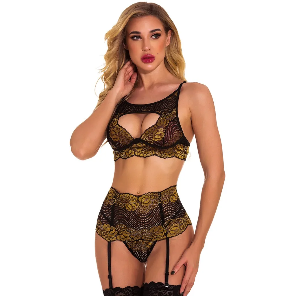 Женский комплект нижнего белья кружевной бюстгальтер с v образным вырезом и