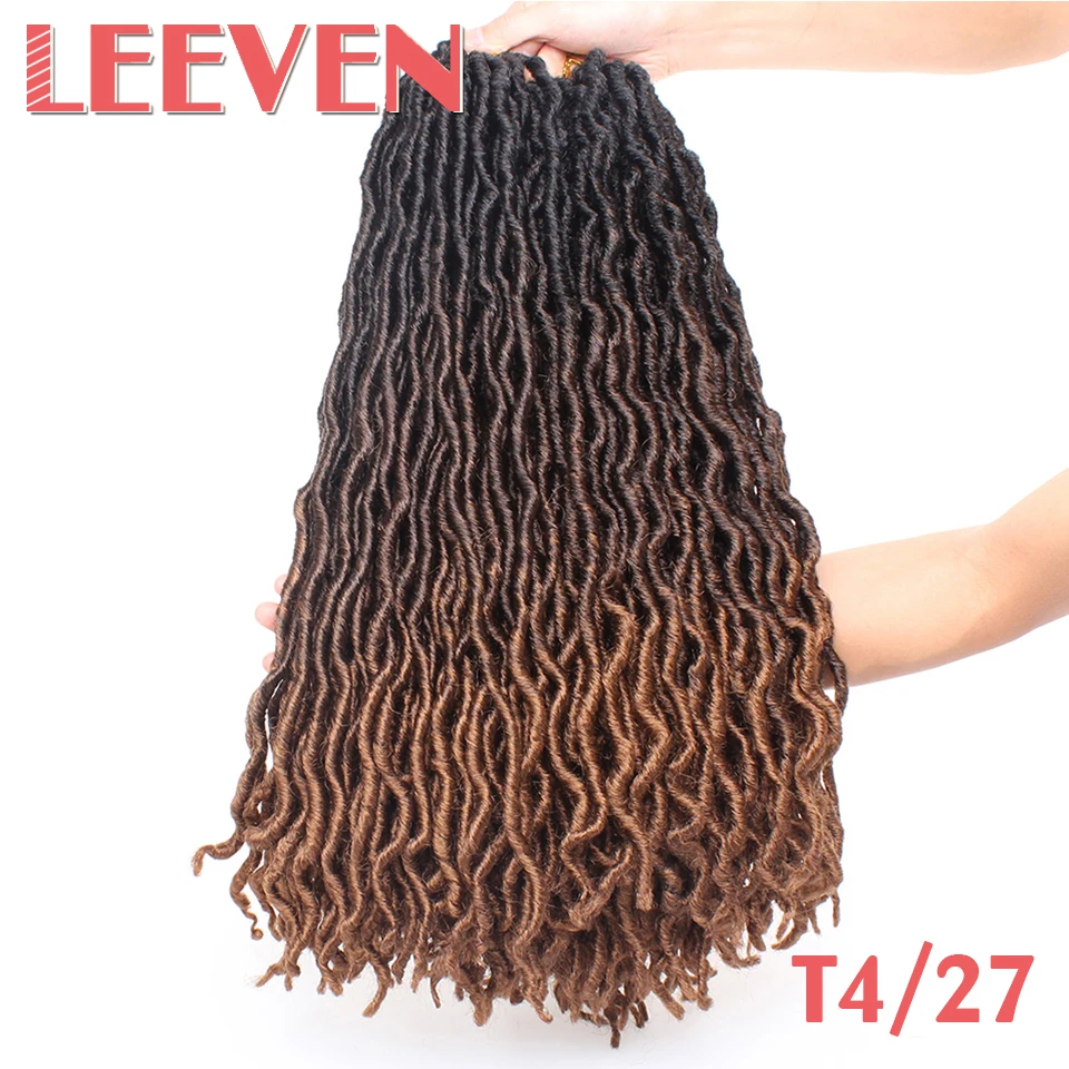 Leeven Nu Faux locs Curly вязаные волосы 20 дюймов синтетические плетеные волосы Омбре крючком косички крючком волосы богини волос - Цвет: T1B/4/27