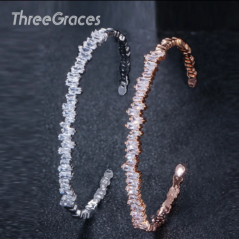 Женские прямоугольные браслеты манжеты с фианитом розового золота|Браслеты| |