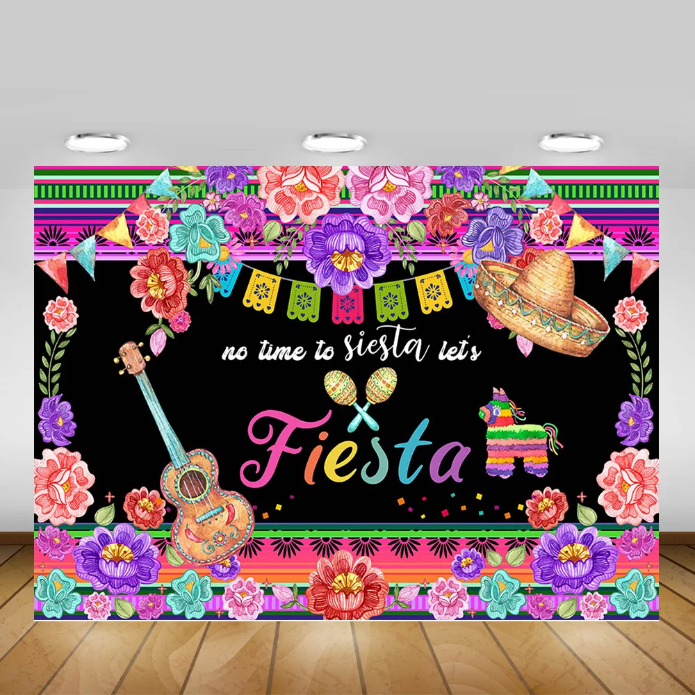 Фон для фотосъемки вечеринки Let's Fiesta No Time to Siesta день рождения десерт стол фон