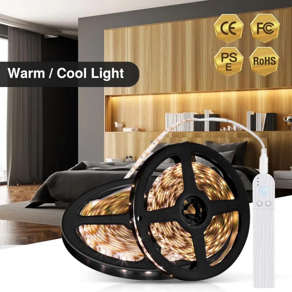 

LED Smart Light Strip 2835 Indoor Wardrobe Cabinet Light DC 5V Battery Box Induction Waterproof Lighting Strip 0.5m 1m 2m 3m