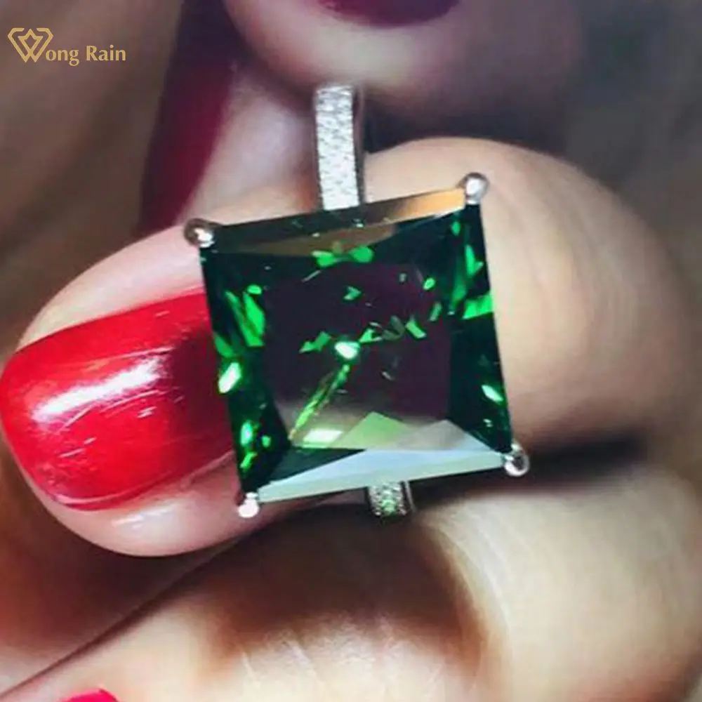 

Wong Rain 925 Sterling Silver Square Emerald Moissanite Gemstone Birthstone Wedding Couple Rings Fine Jewelry Gifts Wholesale