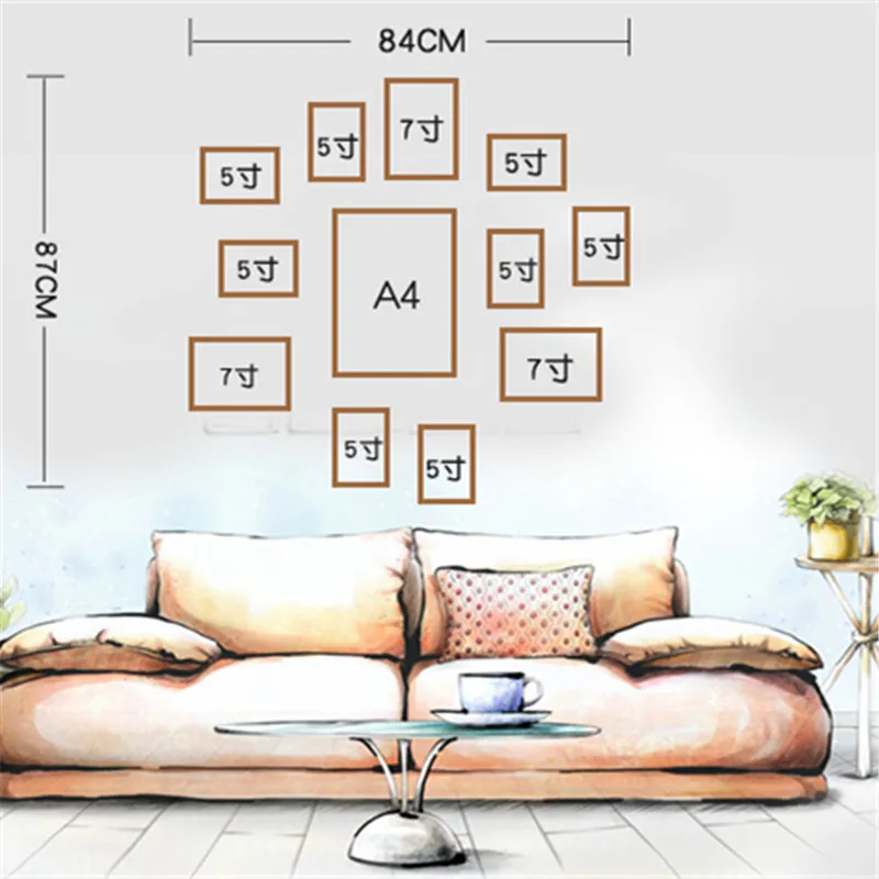 12 шт. рамка свадебной фотографии Современная для фото красочные дерево фоторамка