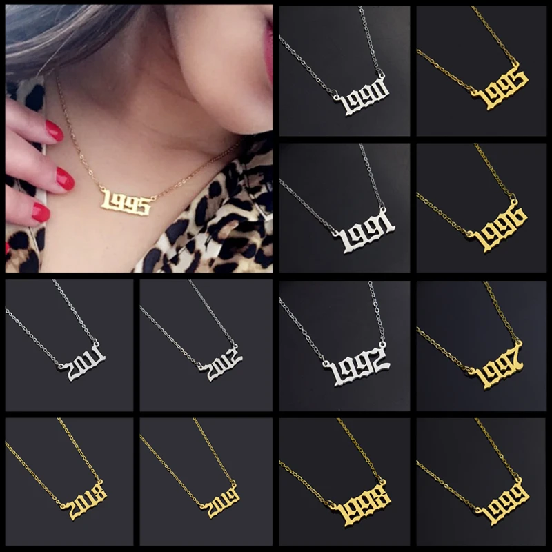 Женское ожерелье золотого и серебряного цвета с подвесками в виде цифр на сезон