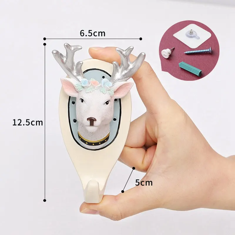 

Ins cute animal head hanger wall hanging wall hanging multi-purpose cartoon decoration living room coat rack key hanger