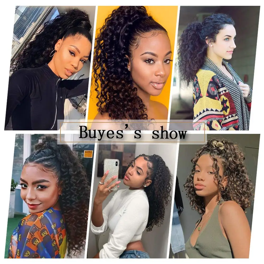Synthetic Drawstring Puff Ponytail Afro Kinky Curly Hair Extension Synthetic Clip in Pony Tail African American Hair Extension