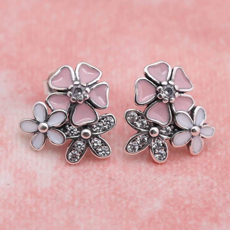 Женские эмалированные серьги гвоздики с кристаллами|Серьги-гвоздики| |