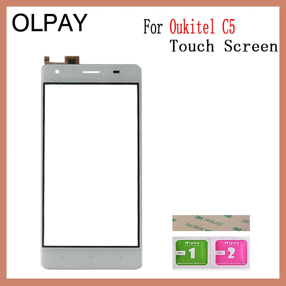 Oukitel C5 White Сенсорная панель мобильного телефона для Oukitel C3 C4 C5 C8 C9 C11 Pro Сенсорный экран дигитайзер сенсор внешняя стеклянная панель объектива - Цвет: Oukitel C5 White