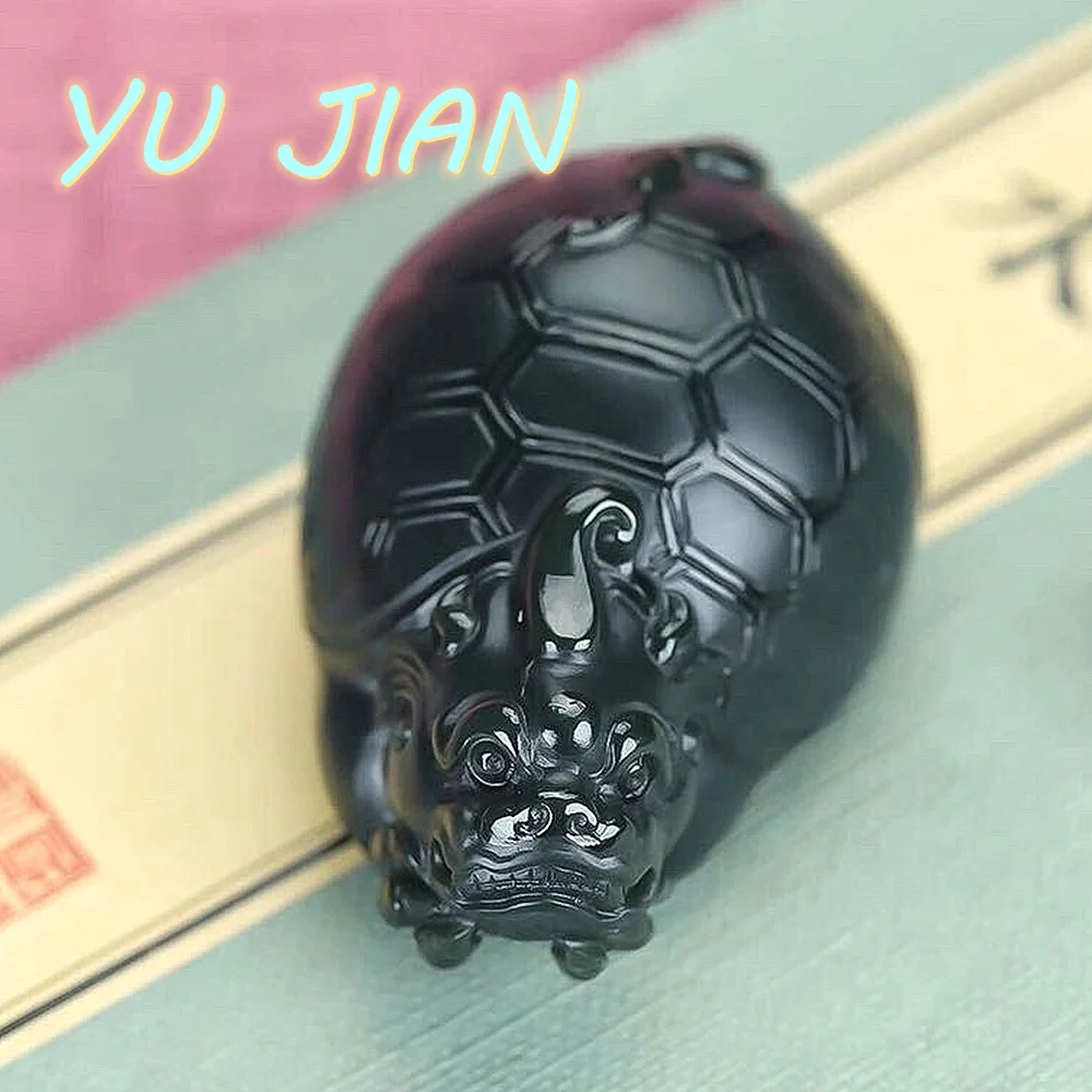 

New Traditional Chinese Craftsmanship Xinjiang Hetian Jade Necklace Holy Beast Dragon Tortoise Handle Ornaments Pendant Jewelry