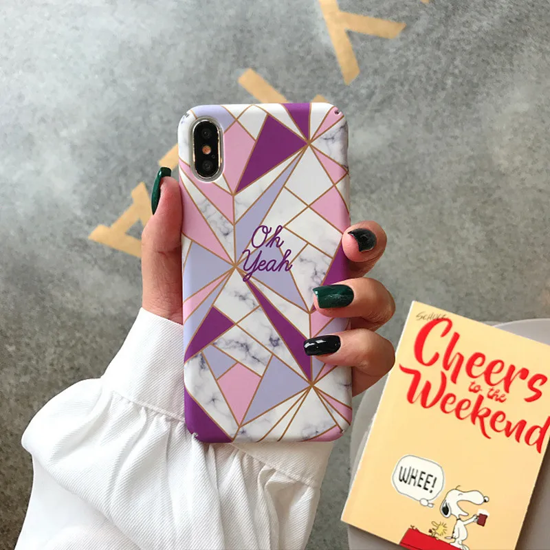 Японский ретро чехол для телефона с геометрическим мраморным рисунком iphone 8 7 6s plus
