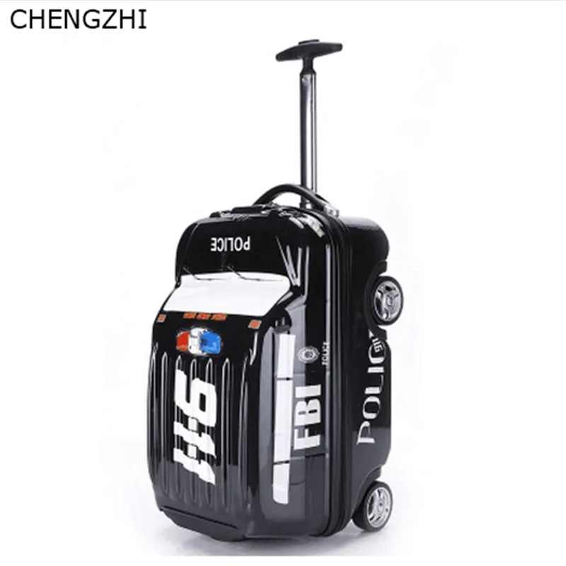CHENGZHI 20 дюймовый мультяшный автомобиль Детский чемодан на колесиках из АБС