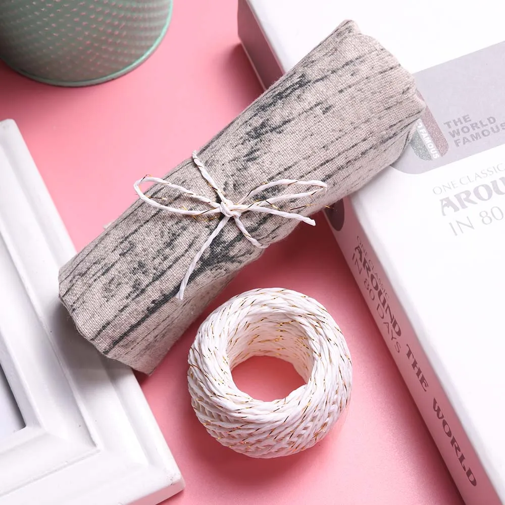 Рулон 20 м натуральный цветной бумажный шнур Золотая Подарочная коробка веревка