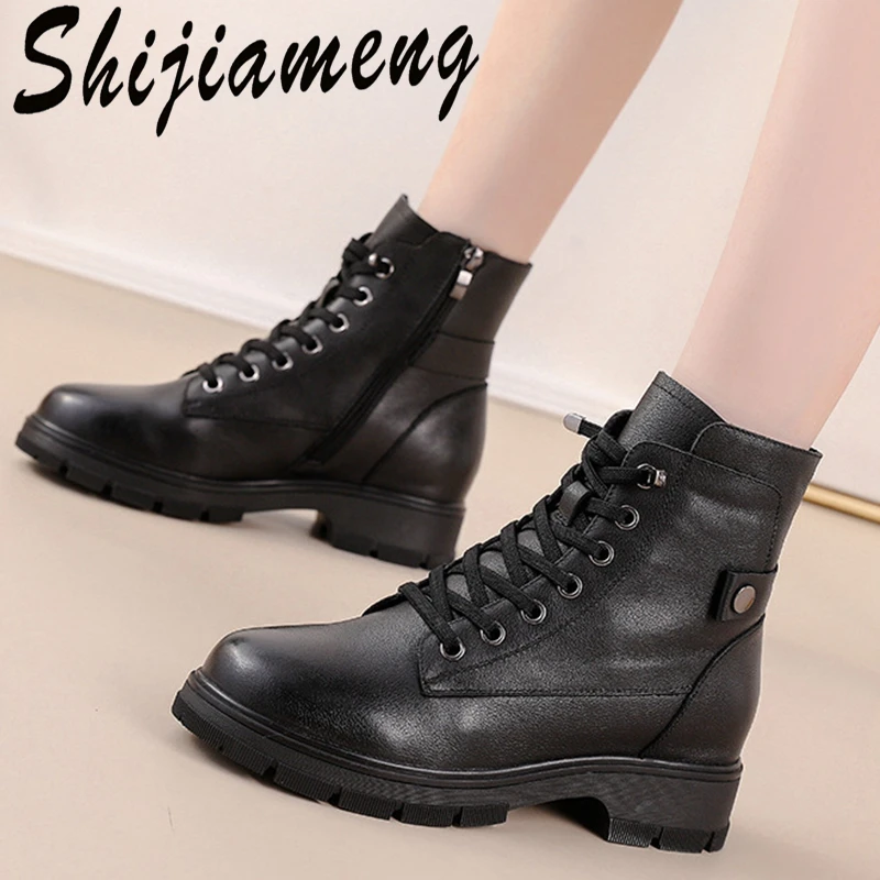 

2021 new winter anti-skid riding boots female side zipper single boots wedges with British style thin short boots women