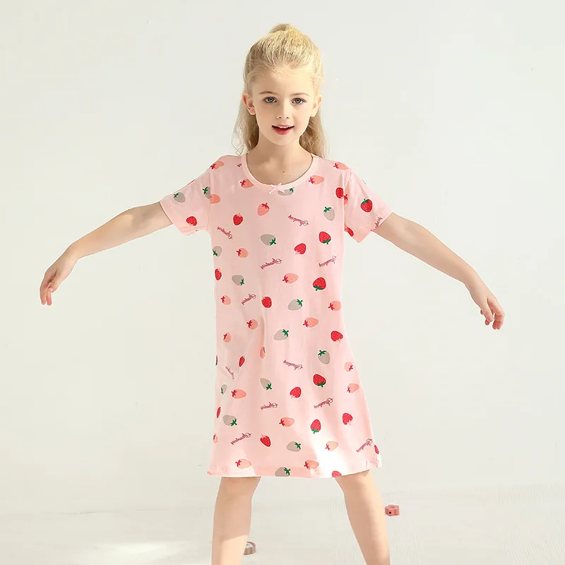 Халат для маленьких девочек ночная рубашка юбка с коротким рукавом мягкая