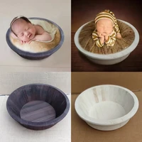 baby photography props wooden basin newborn infants pose auxiliary round basket photo shooting accessories
