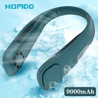 homdd hanging neck fan cooling usb charging lazy portable sports fan wearable neckband fans 9000mah air cooler for summer