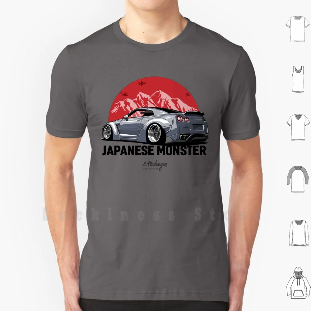 Gtr. Футболка с изображением японского монстра (серый) 100% хлопок 6xl | Мужская одежда