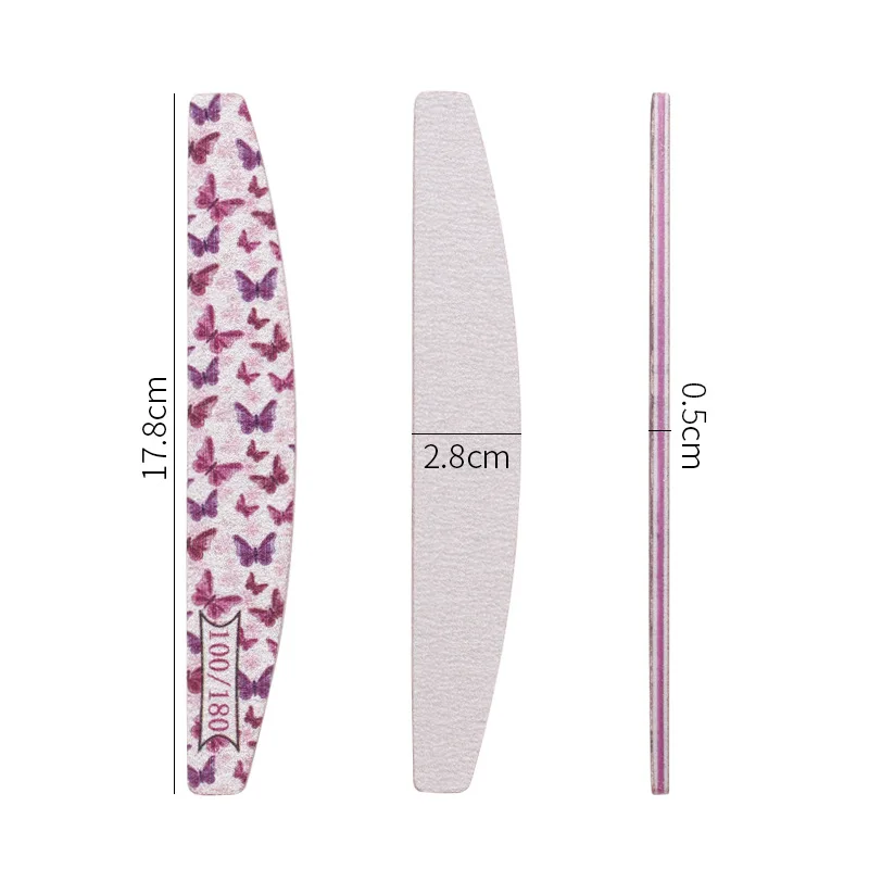 

5Pcs Half Moon Sandpaper Nail File Butterfly Alphabet Sanding Buffer Nails Professionel Block Polish Manicure New For Nails 2021