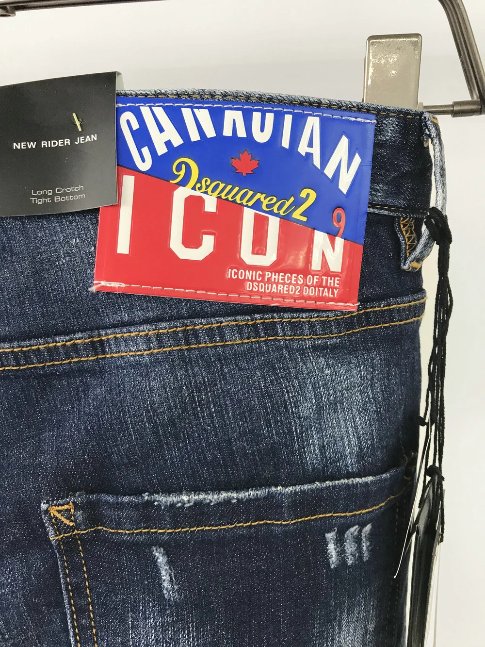 New DSQUARED2 Men's/Women's Ripped Jeans, Fashion Washed Frayed Patch, Made Old Stretch Pants