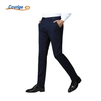 covrlge men pants simple solid color casual loose fashion quality straight worsted non iron high stretch suit trousers mkz011