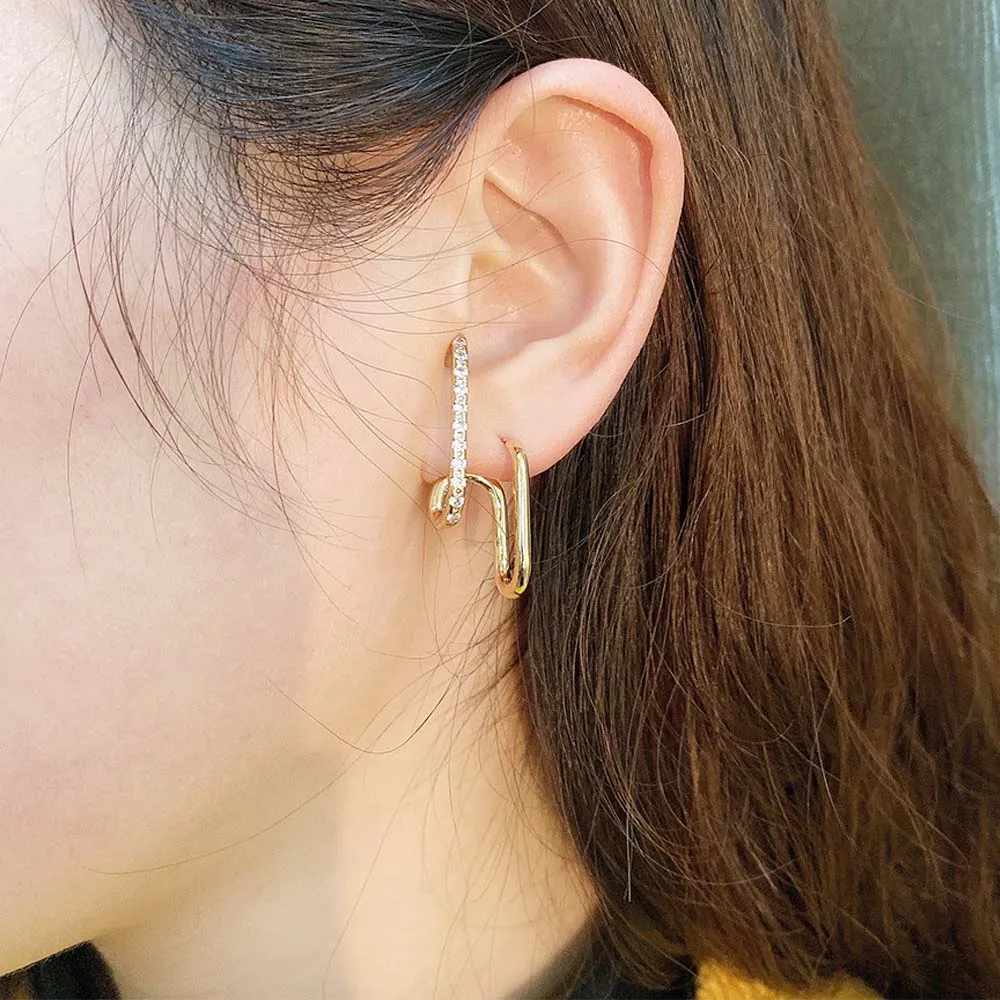 

2022 New Metal Simple Ear Cuff Stud Earrings For Women Fashion Alloy Punk Style Geometric Minimalist Irregular Earrings
