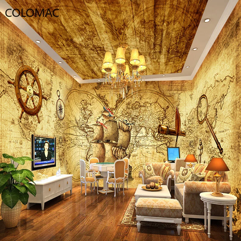 

Фотообои на заказ с изображением пиратов Карибского корабля Коломак художественные настенные наклейки для бара ресторана Декор Прямая пос...