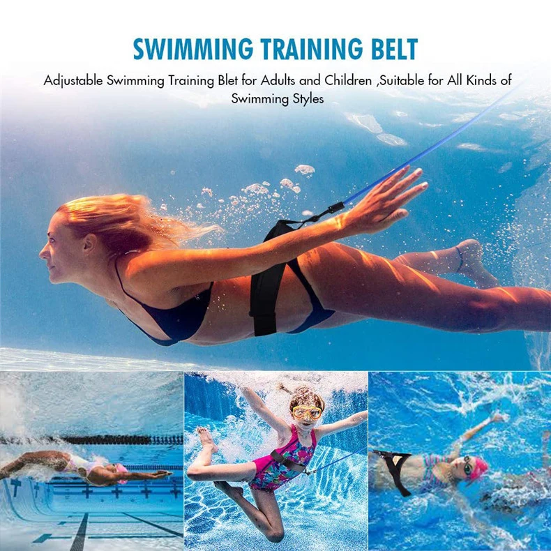 

3/4m Adjustable Swim Training Resistance Elastic Belt Swimming Exerciser Safety Rope Latex Tubes Swim Tether Elastic Rope Band