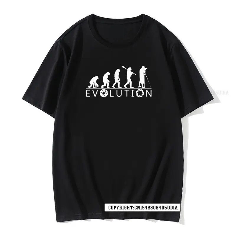 Photographer Evolution T-Shirt Men Funny Cameraman Men Cotton Graphic Harajuku T Shirts Photography Tees Tshirts