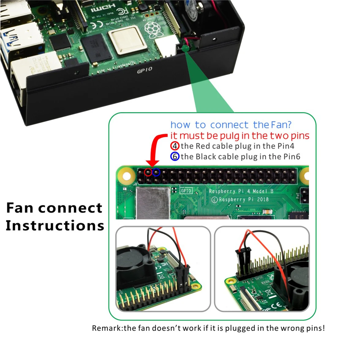 Raspberry Pi 4 Модель B металлический корпус с охлаждающим вентилятором черный |