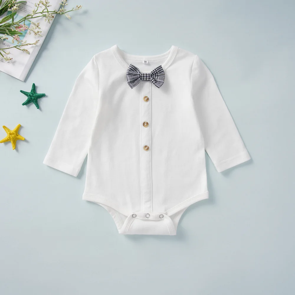 fashion Baby Boy Clothing Set autumn style Newborn Gentleman long sleeve romper lattice Bib pants suits new |