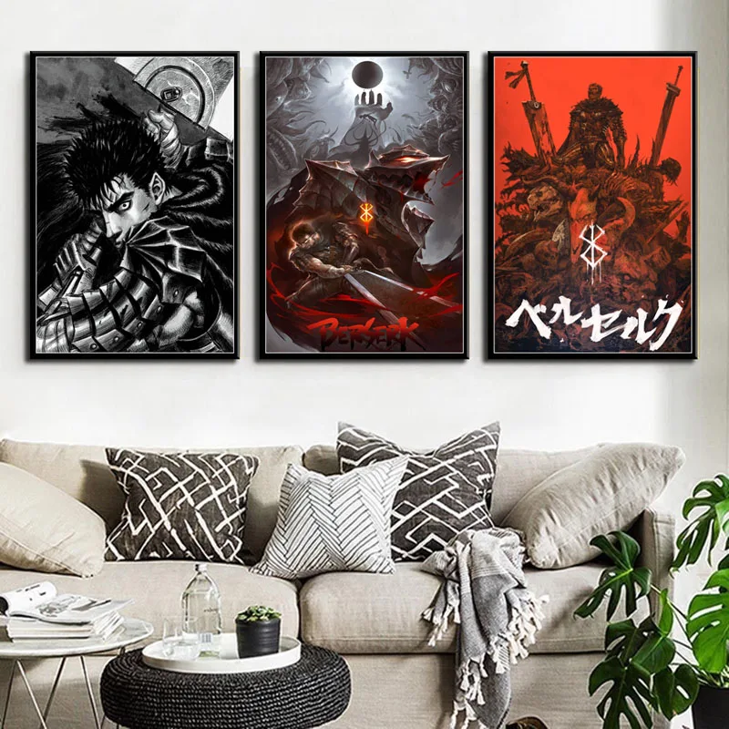 

Berserk Hot Japan Anime Art Painting Silk Canvas Poster Wall Home Decor картины на стену