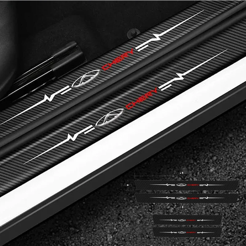 4 шт. автомобильные наклейки на порог из углеродной кожи для Chery Fulwin QQ Tiggo 3 5 T11 A1 A3