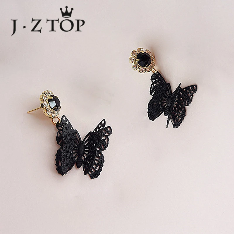 Милые разноцветные трехмерные полые серьги гвоздики с бабочкой для женщин