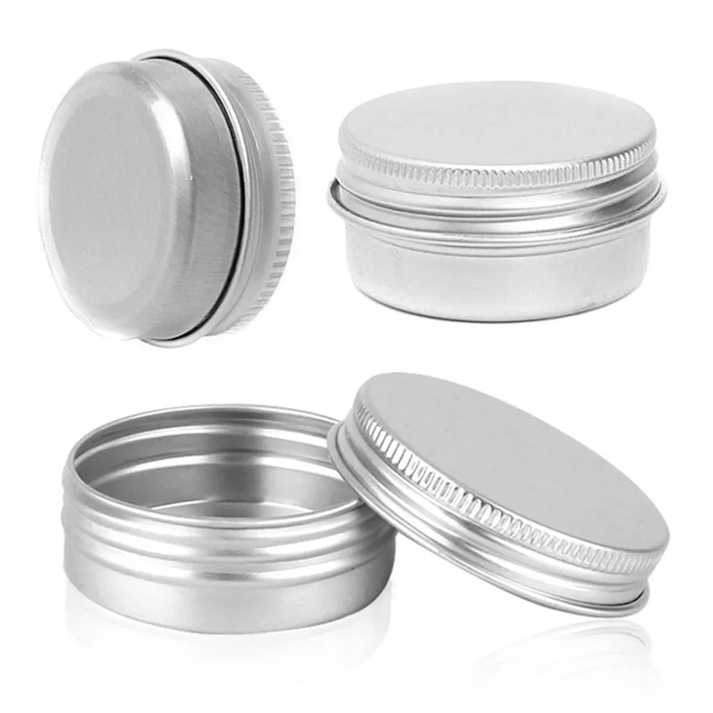 

20pcs 10g Aluminum Tins Cans Box Silver Empty Cosmetic Cream Container Case Screw Thread Lid Lip Balm Sliver Jar